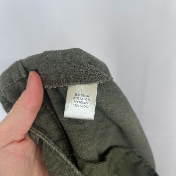 Christopher & Banks Army Green Linen Blend Cropped Casual Pants Size 16 - Picture 9 of 10